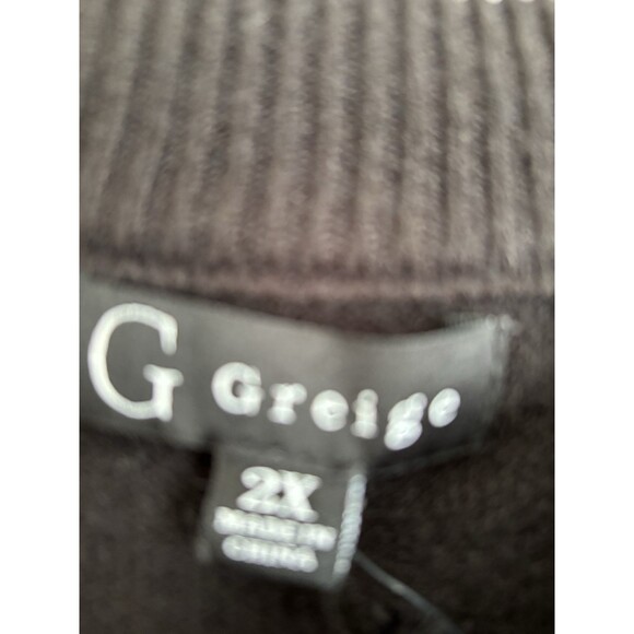 WOMEN'S BLACK JEWELED SWEATER CREW NECK LONG SLEEVE KNIT SIZE 2X G GREIGE - Picture 10 of 10